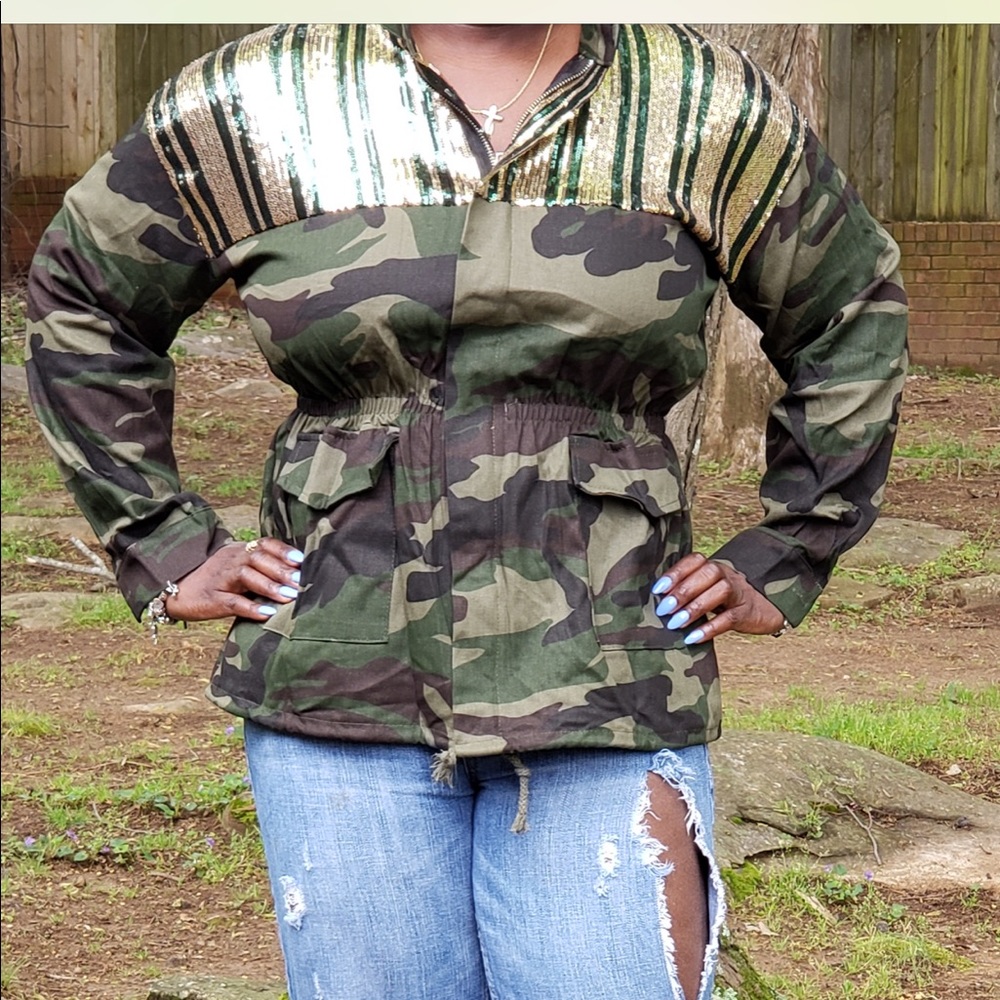 Sequin camouflage jacket